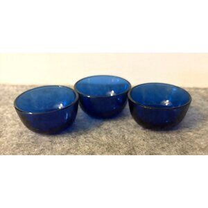 Set of 3 Colbalt Blue Glass Salt Cellars  # 2995